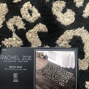 Rachel Zoe Black Tan Cheetah Leopard Animal Print Bath Rug 21” x 34” New